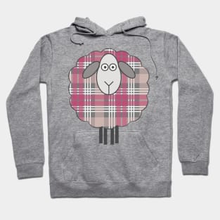 Scottish Pink, White and Grey Tartan Patterned Sheep Hoodie